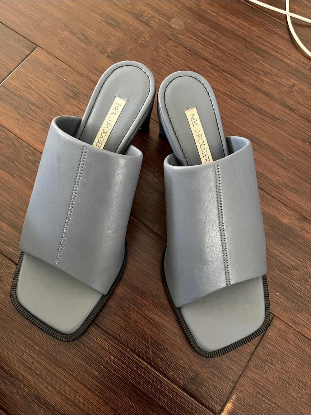 Neil j Rodgers Light Blue Slide Mules with Square Toe - Picture 2 of 3
